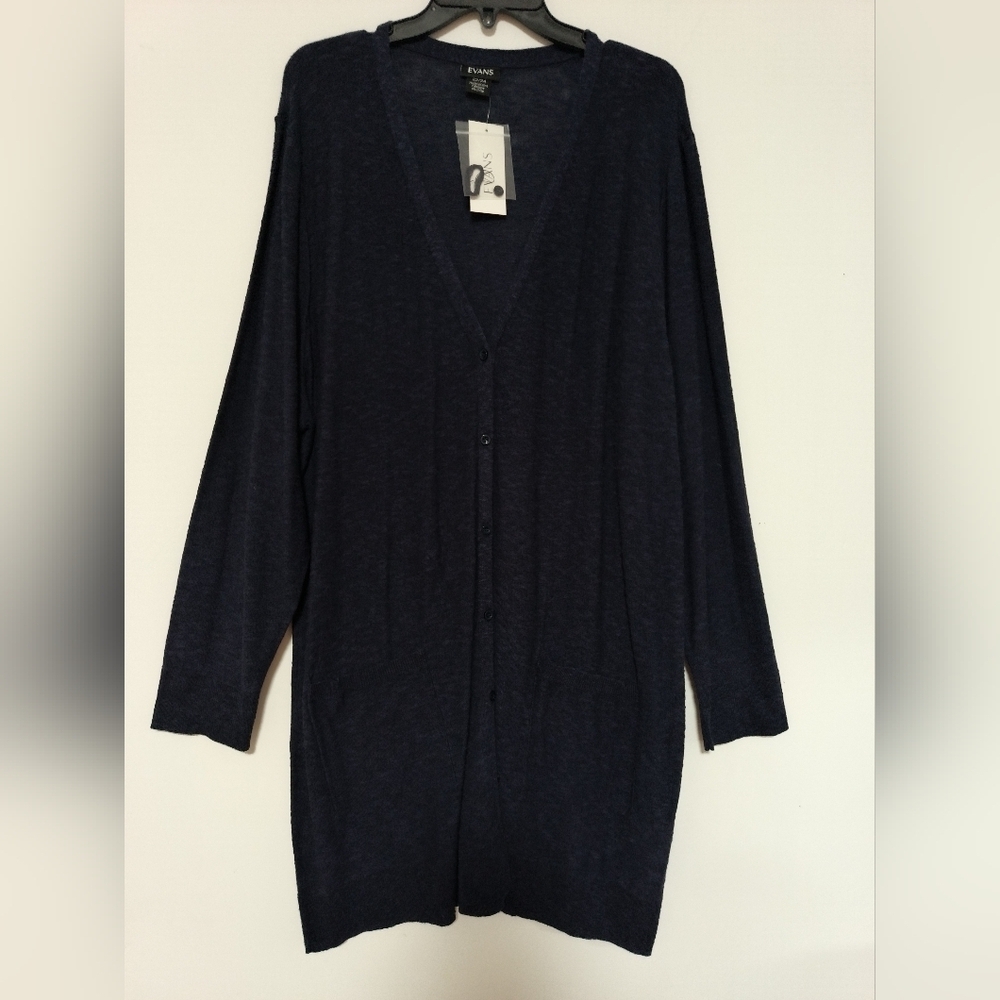 New Navy Blue Long Plus Cardigan / Size 3X / Price Dropped!